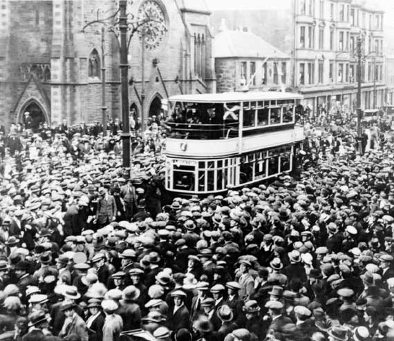 Tram and large crowd at Pilrig  -  When?