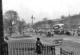 Looking to the east along Shandwick Place, towards the West End of Princes Streeet, as the tram lines were being lifted in 1955