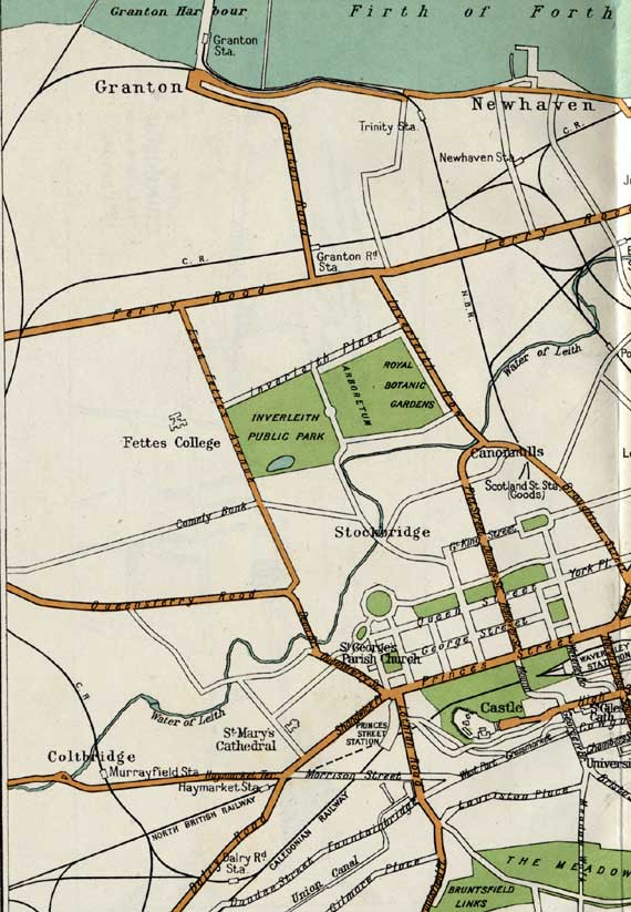 Edinburgh west  -  Map including Railways  -  Early 1900s