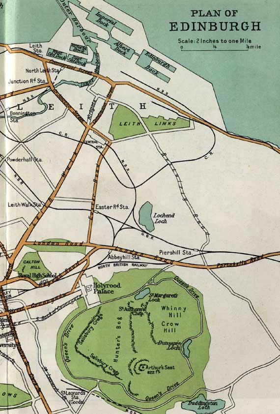 Edinburgh  -  Map including railways  -  early 1900s