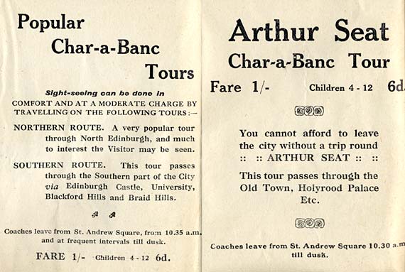 Advsrtisements from the back of an Edinburgh Corporation Transport Department map from the mid-1920s