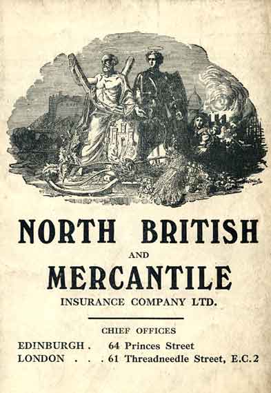 Advert on the back of an Edinburgh Corporation Tramways Department map, published around 1928  -  North British and Mercantile Insurance Company
