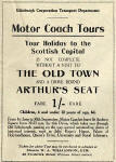 Advertisement from the back of an Edinburgh Corporation Transport Department map  -  Coach Tours around Arthur's Seat for a Shilling