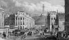 Engraving in 'Modern Athens'  -  Waterloo Place and the Naional Monument and Nelson Monument on Calton Hill