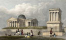 Engraving from 'Modern Athens'  -  hand-coloured  -  Calton Hill Observatory
