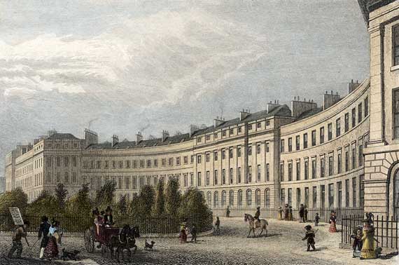 Engraving in 'Modern Athens'  -  hand-coloured  -  Ainslie Place