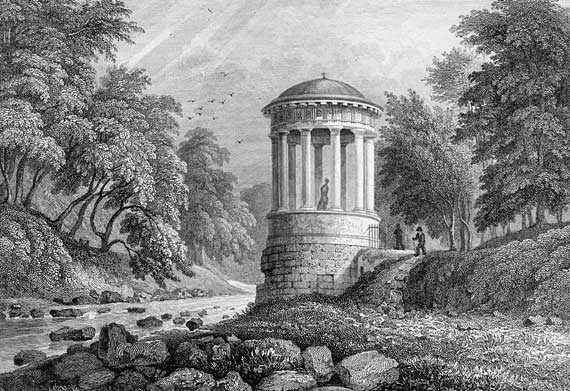 Engraving from 'Modern Athens'  -  Published 1829  -  St Bernard's Well on the Water of Leith