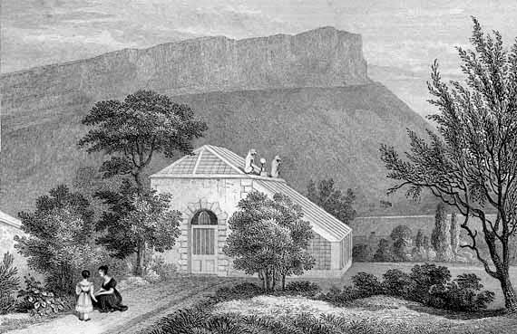 Engraving in "Modern Athens"  -  Published 1829  -  Regent Murray's House - Summer-house in the Garden