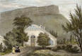 Engraving in 'Modern Athens'  -  hand-coloured  -  Summerhouse in the garden of Regent Murray's House