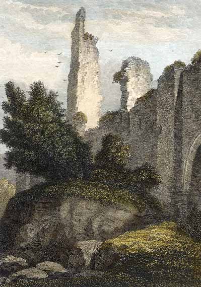 Engraving from 'Modern Athens'  -  hand-coloured  -  Roslyn Castle