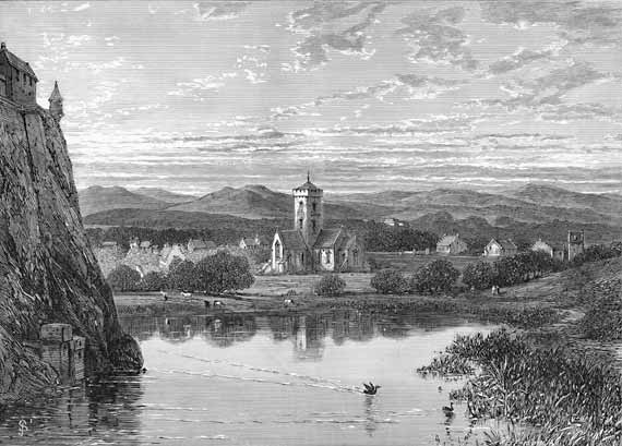 Engraving from 'Old & New Edinburgh'  -  St Cuthbert's Church and the North Loch