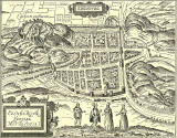 Engraving in 'Old & New Edinburgh'  -  Map of Castle and City of Edinburgh  -  1575