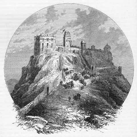 Engraving in 'Old & New Edinburgh  -  Edinburgh Castle before the Seige  -  1573