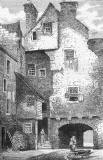 Engraving from 'Old & New Edinburgh'  -  Huntly House, as seen from Bakehouse Close
