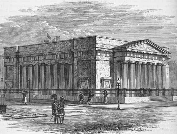 Engraving from 'Old & New Edinburgh'  -  The Royal Institution in Princes Street - as originally built