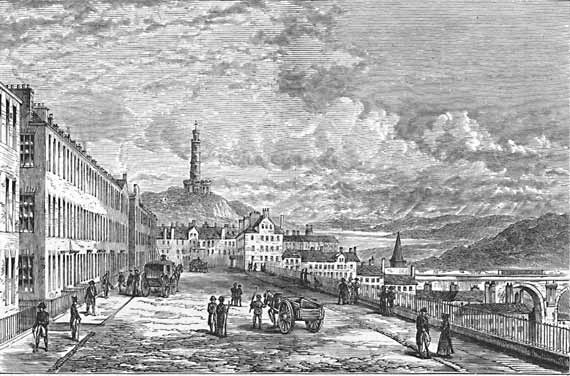 Engraving from 'Old & New Edinburgh'  -  Princes Street looking East