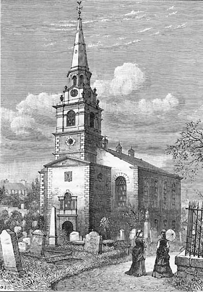 Engraving in 'Old & New Edinburgh'  -  St Cuthbert's Church