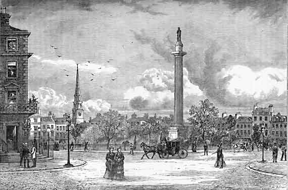 Engraving from Old & New Edinburgh -  The Melville Monument in St Andrew Square