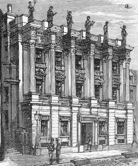 Engraving from 'Old & New Edinburgh'  -  British Linen Bank on the east side of St Andrew Square