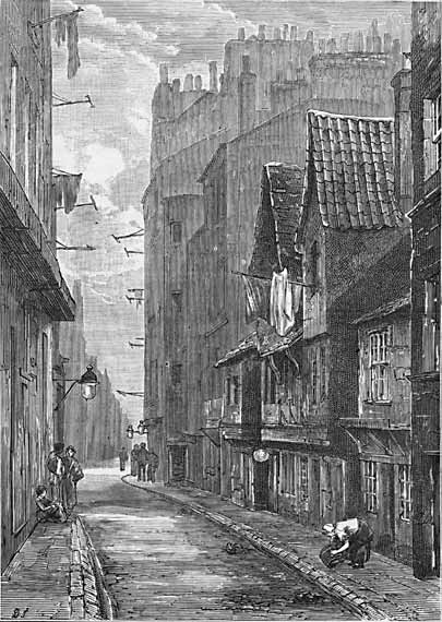 Engraving from 'Old & New Edinburgh'  -  The Cowgate