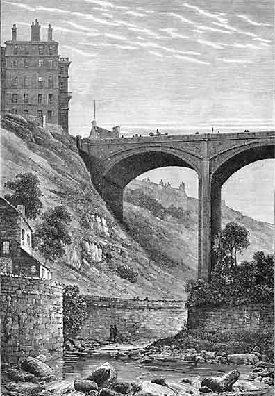 Engraving in 'Old & New Edinburgh'  -  The Dean Bridge and Randolph Cliff