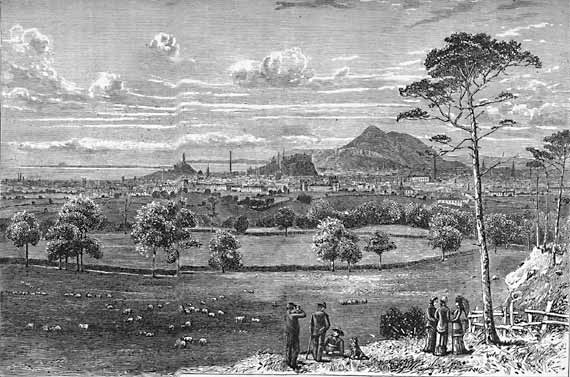 Engraving from 'Old & New Edinburgh'  -  Corstorphine Hill