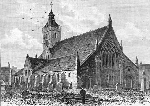 Engraving from 'Old & New Edinburgh'  -  South Leith Church  -  1817