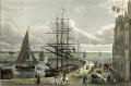 Engraving in "Old & New Edinburgh"  -  Leith Pier and Harbour  -  hand coloured
