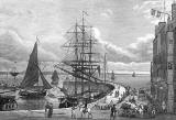 Engraving ifrom 'Old & New Edinburgh'  -  Leith Pier and Harbour