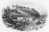 Engravings in Views of Edinburgh and its Vicinity, published by Banks & Co.  -  Edinburgh Castle, the National Gallery and the Free Church College