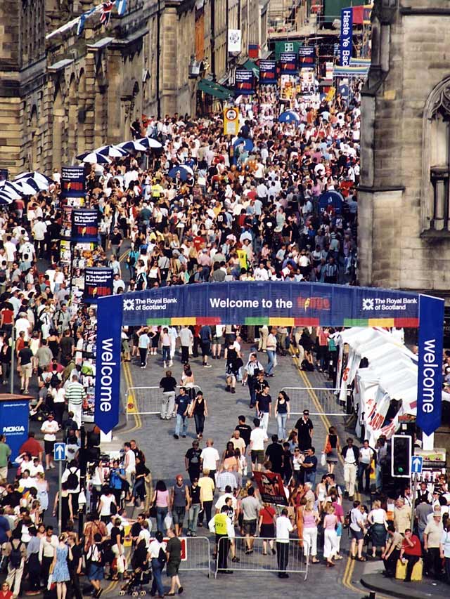 Crowds in the Royal Mile during the Edinburgh Festival  -  as seen from the Camera Obscura