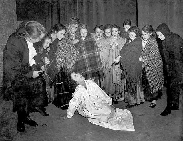 Portobello Primary School Drama Group, most from class 2B2, on stage at the Gateway Theatre, Leith Walk  -  1952