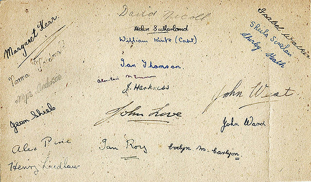 Broughton High School Class  -  1947-48  Signatures on the back of the photo
