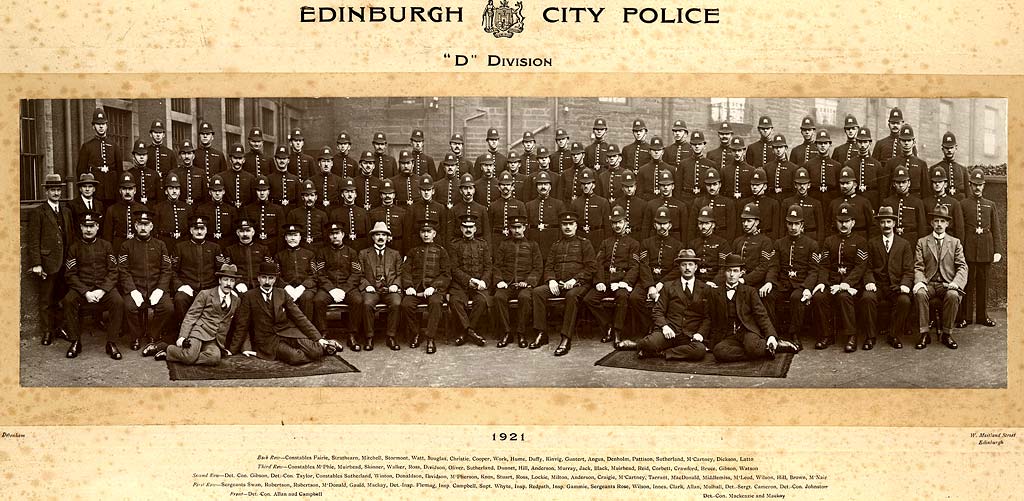 Edinburgh Police, 'D' Division, 1921 - Outside West End Police Station at Torphichen Street 