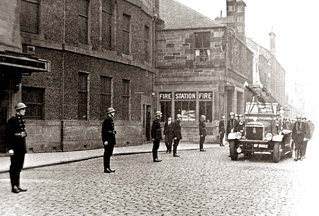 Funeral Procession for Fireman, A Tait, leaves Leith Fire Station  -  September 12, 1946