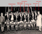 Jean Carnie's Leith Ladies Pipe Band and coach + some names