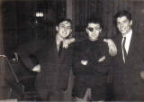 Johnny Kid and Frank Ferri and friend at the Gamp, Victoria Street, 1963