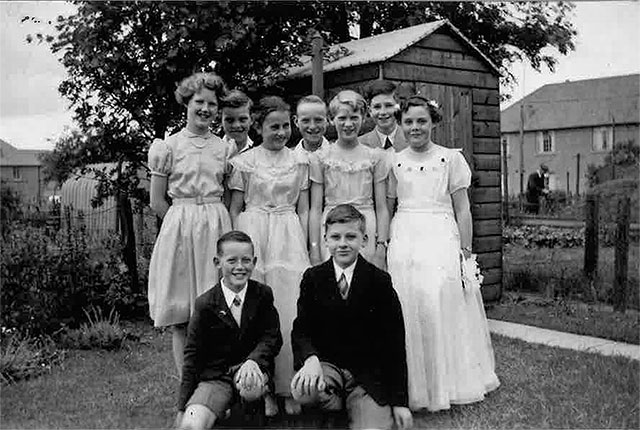 Murrayburn Primry School, Pupils dressed for the 'Qually Dance', around 1955