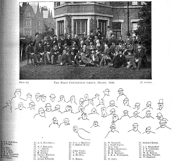 Key to photograph of delegates to the Photographic Convention of the United Kingdom held in  Newcastle-upon-Tyne in 1900