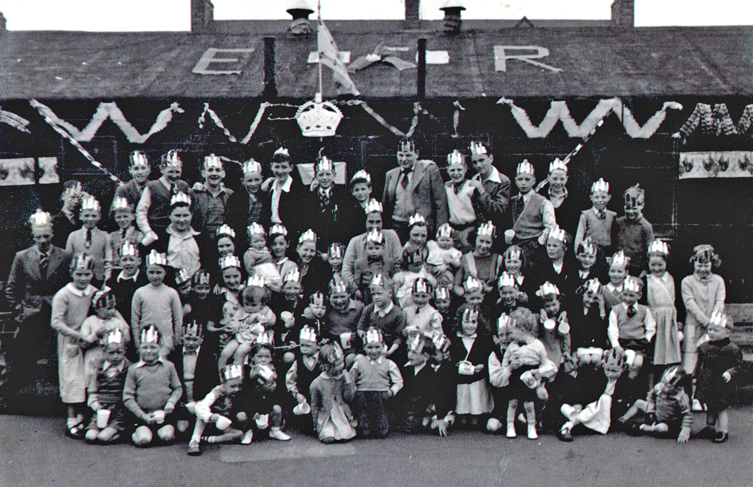 A Group at Piershill Square West celebrates the Coronation of Queen Elizabeth in 1953