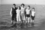 Broughton Road friends in the sea at Portobello  -  around 1950s