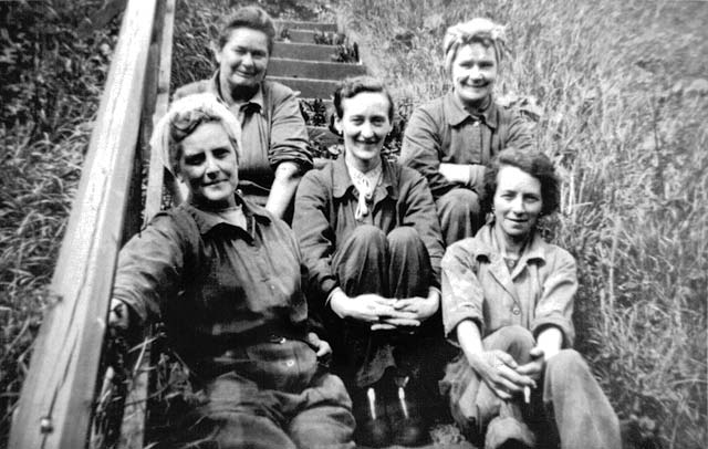 St Margaret's Railway Depot  -  Cleaners on the Steps