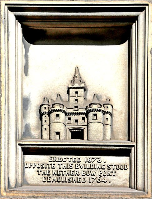 Netherbow Port  -  Stone Carving on the wall of  Scottish Storytelling Centre, Netherbow, Edinburgh