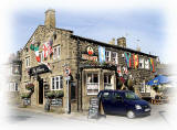 Bradford, Apperly Bridge  -  Public House, decorated in support of the English team in the Football World Cup being held in South Africa, June 2010