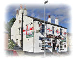 Pudsey, Leeds  -  The White Horse, decorated in support of the English team in the Football World Cup being held in South Africa, June 2010