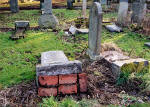 Photograph by Peter Stubbs  -  Edinburgh   -  January 2003  - Warriston Cemetery gravestones toppled 1