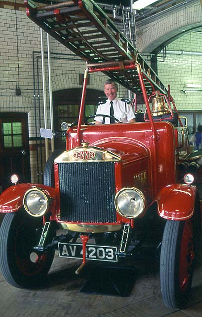 An old Dennis fire engine in the museum at Lauriston Place Fire Station  -  26 July 1994