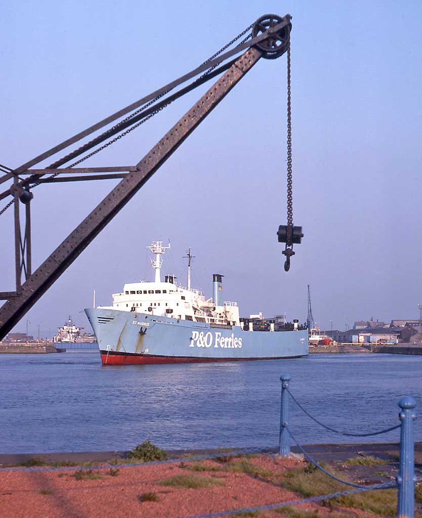 Crane on the dockside and P&O Ferry  -   Leith Docks
