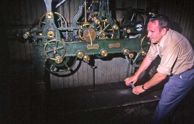 Ritchie - Clock Winder at work at St Gile's Church - 1992