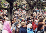 The Easter Play in West Princes Street Gardens  -  26 March 2005  -  An attentive audience watches the Garden of Gethsemane scene
